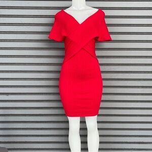 HWA Apparel Chic Scarlet Cross-Front Off Shoulder Mini Dress Size M